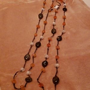 2 Glass & Stone Hand Strung Layering Necklaces